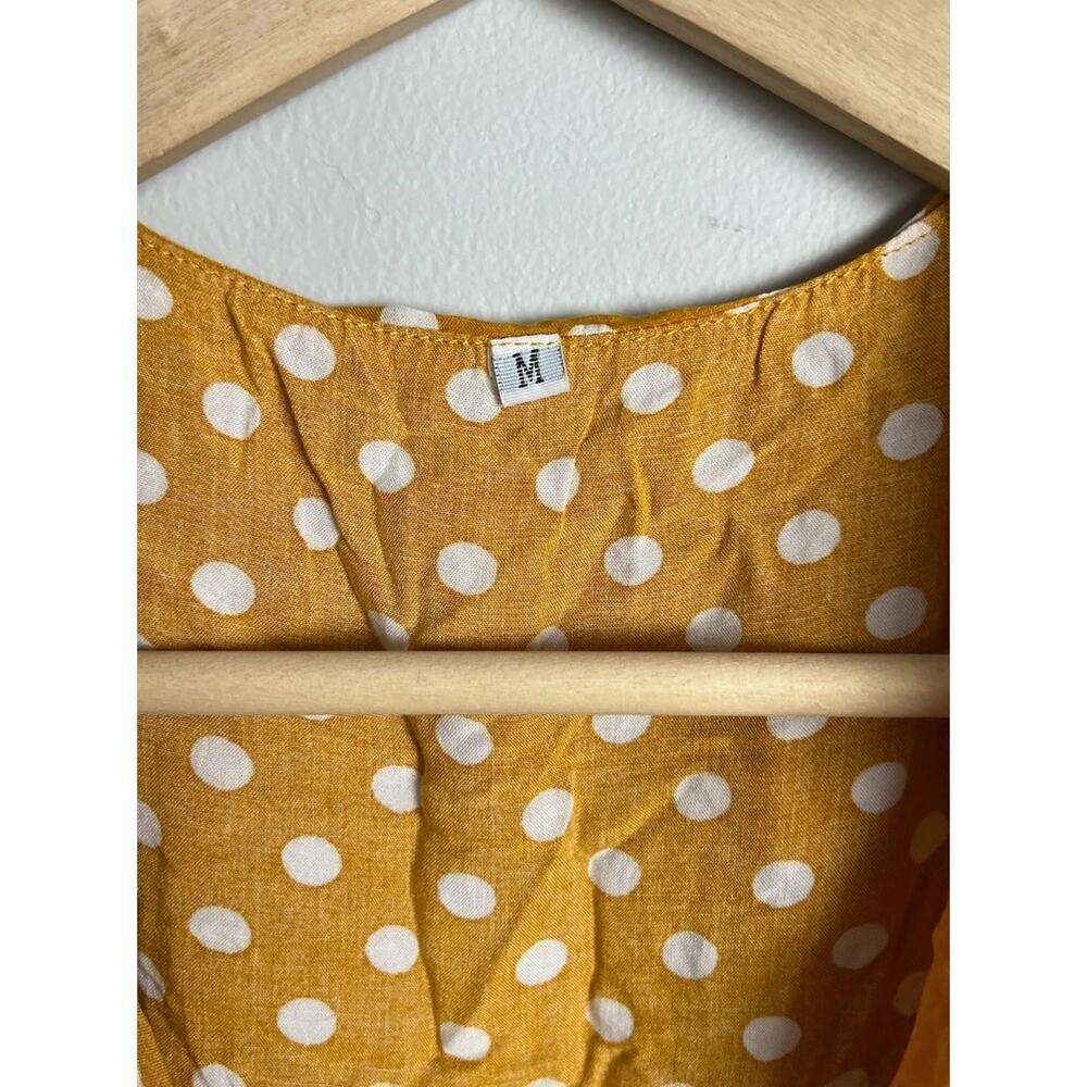Yellow Polka Dot Ruffle Wrap Midi Dress Size Medium Sleeveless Summer Size Med - Picture 4 of 8